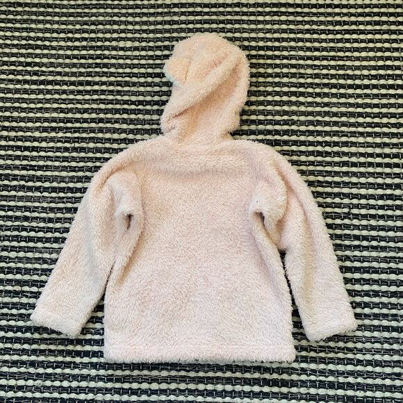 🌿Patagonia Girls Fuzzy Pink Full Zip Hooded Ears Pockets Sweater 4T - Picture 3 of 8